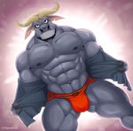  anthro bovine buffalo bulge chief_bogo clothing disney jockstrap male mammal muscular naruever solo underwear zootopia 