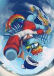  anticularpony blue_body bobble_hat clothing cloud day equine eyewear female friendship_is_magic goggles hair hat hi_res horse jacket mammal mountain multicolored_hair my_little_pony outside pegasus pony rainbow_dash_(mlp) rainbow_hair scarf sky smile snow snowboard solo tongue tongue_out upside_down wings winter 