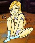  1girl bangs blonde_hair colored cornelia_hale female full_body indoors looking_at_viewer poland_(artist) sitting solo w.i.t.c.h. 