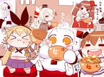  &gt;_&lt; :3 =_= amatsukaze_(kantai_collection) anchor_symbol arms_up blonde_hair blush_stickers bowl braid brown_eyes brown_hair chibi chopsticks closed_eyes commentary_request detached_sleeves eating empty enemy_aircraft_(kantai_collection) food food_on_face glasses gyuudon hair_scarf hair_tubes hat headgear headphones heart horns japanese_clothes kantai_collection kariginu long_hair magatama midriff miniskirt mittens multiple_girls northern_ocean_hime open_mouth orange_eyes rensouhou-chan rensouhou-kun rice rice_bowl rice_on_face ryuujou_(kantai_collection) sako_(bosscoffee) school_uniform serafuku shimakaze_(kantai_collection) shinkaisei-kan short_hair single_braid sitting skirt smile sparkle spoken_heart supply_depot_hime thighhighs top_hat translation_request twintails visor_cap white_hair white_skin x3 yukikaze_(kantai_collection) 
