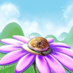  2016 avian bird chirr digital_media_(artwork) eyes_closed flower iota_(ratte) leafs mammal plant poof ratte ratteguhn rodent smile solo video_games 