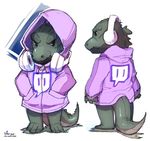  2015 ambiguous_gender anthro claws clothed clothing godzilla godzilla_(series) headphones hoodie invalid_tag maiz-ken mammal reptile scalie simple_background solo white_background 