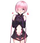  fate/grand_order fate_(series) hair_over_one_eye hona_(pixiv7939518) looking_at_viewer mash_kyrielight navel pink_hair purple_eyes short_hair simple_background solo white_background 