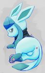  a6p anus balls blue_fur clothing eeveelution fan_character feral fur glaceon looking_at_viewer male nintendo pok&eacute;mon poncho simple_background solo unamused video_games 