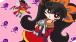  ashley_(warioware) black_hair child fang holding horns long_hair looking_at_viewer mametora_(artist) nintendo open_mouth pointy_ears tongue warioware 