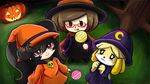  :3 ashley_(warioware) black_hair blush candy character_request child crossover doubutsu_no_mori furry glasses hat licking_lips lollipop looking_at_viewer mametora_(artist) multiple_girls nikki_(swapnote) nintendo pumpkin shiny_hair shizue_(doubutsu_no_mori) short_hair smile swapnote tongue_out warioware 