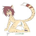  2016 after_sex anus brown_hair condom cum feline female hair leopard mammal simple_background solo yukihyo_(artist) 