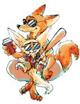  baseball_bat disney drink finnick_(zootopia) fox furry nick_wilde no_humans paper_cup simple_background sunglasses white_background zootopia 