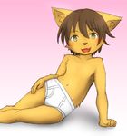  amber_eyes brown_fur brown_hair canine clothed clothing cub fox fur gradient_background hair looking_at_viewer male mammal sfh simple_background solo topless young 