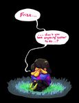  ambiguous_gender animated asriel_dreemurr brown_hair clothed clothing crying duo english_text eyes_closed flower flowey_the_flower hair hug plant protagonist_(undertale) sitting speech_bubble tears text thatonegojimun undertale video_games 