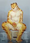  anthro balls cum feline humanoid_penis male mammal masturbation nude penile_masturbation penis simple_background sitting solo tiger ラーメン 