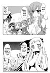  2koma 6+girls :d admiral_(kantai_collection) airfield_hime akatsuki_(kantai_collection) akizuki_(kantai_collection) ayanami_(kantai_collection) breasts comic convenient_censoring enemy_aircraft_(kantai_collection) engrish flying_sweatdrops greyscale hachimaki hair_ornament hairband hairclip hat headband highres horns kantai_collection kumano_(kantai_collection) large_breasts long_hair lycoris_hime machinery mittens monochrome multiple_girls nikubanare northern_ocean_hime open_mouth peaked_cap pout ranguage shimakaze_(kantai_collection) shinkaisei-kan short_hair side_ponytail smile steam suzuya_(kantai_collection) sweat torn_clothes turret visible_air 