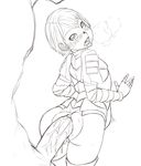  1girl absurdres ahegao anal armor artist_request ashen_one_(dark_souls_3) blush breath clothed_sex cum dark_souls dark_souls_iii drooling looking_back monochrome penis saliva sex short_hair stomach_bulge sweat thigh_boots tights tongue_out white_background 