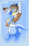  anthro areola blastoise blue_skin breasts butt claws female hair hi_res invalid_tag nintendo piffmiff pok&eacute;mon reptile scalie shell solo turtle video_games yellow_eyes 