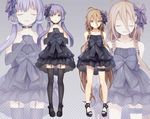  2girls bow choker dress elbow_gloves garter gloves ia kari_kenji necklace stockings vocaloid yuzuki_yukari 