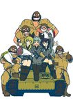  5boys absurdres anchovy anzio_military_uniform black_hair blonde_hair bouquet carpaccio carro_veloce_cv-33 crossover drill_hair flower girls_und_panzer green_hair ground_vehicle highres kurenai_no_buta long_hair mamma_aiuto_gang military military_uniform military_vehicle motor_vehicle multiple_boys multiple_girls pepperoni_(girls_und_panzer) shinkuukan_(tetsuo3) short_hair smile tank twin_drills twintails uniform 