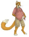  clothing cougar dekopuma feline male male_pregnancy mammal mehndi pregnant sabertooth_(disambiguation) shirt shorts simple_background 