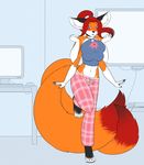  breasts canine clothed clothing female fox lillyvaine mammal multi_arm multi_breast multi_limb multi_tail pants shirt 