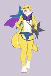  anthro clothing cosmicminerals fangs ferret headphones looking_at_viewer male mammal mostly_nude mustelid navel one_eye_closed open_mouth scarf simple_background smile solo standing teeth tongue tongue_out underwear wide_hips 