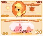  applejack_(mlp) blonde_hair cradet cutie_mark earth_pony equine female feral freckles friendship_is_magic fur green_eyes hair hat horse mammal money my_little_pony pony 