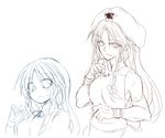  art_shift bangs braid chinese_clothes clenched_hands commentary_request hands_up hat hong_meiling limited_palette long_hair monochrome multiple_views open_mouth parted_bangs parted_lips satou_kibi shirt sketch star sweatdrop tight_shirt touhou twin_braids wrist_wrap 