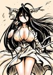  breasts danua draph granblue_fantasy horns kanno_takanori large_breasts long_hair partially_colored pointy_ears sketch solo 