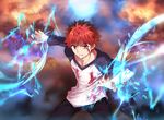  blood bloody_clothes brown_eyes collarbone emiya_shirou fate/stay_night fate_(series) magic male_focus red_hair solo spiked_hair tsuedzu 