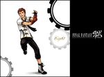  akademeia_uniform boots brown_eyes brown_hair character_name copyright_name eight_(fft-0) final_fantasy final_fantasy_type-0 fingerless_gloves gloves hare_(starman_hal) logo male_focus necktie open_mouth solo summer_uniform teeth white_background 
