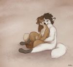  &lt;3 anthro black_nose canine cuddling cute female fox fur hair hug kallica male mammal red_fox romantic_couple simple_background white_fur 