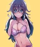  black_hair blue_eyes bra breasts cleavage large_breasts long_hair navel netoge_no_yome_wa_onna_no_ko_janai_to_omotta? panties sho-n-d solo tamaki_ako underwear underwear_only 