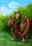  2016 avian bird bush detailed_background digita digital_media_(artwork) kekpafrany lagomorph mammal outside owl rabbit solo tree wood 