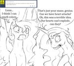  2016 bloodshot_eyes caffeine dialogue duo english_text equine female friendship_is_magic hair horn mammal messy_hair monochrome my_little_pony princess_celestia_(mlp) princess_luna_(mlp) silfoe text tumblr winged_unicorn wings 