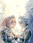  artist_request blue_hair breasts felicia_(fire_emblem_if) fire_emblem fire_emblem_if flora_(fire_emblem) flora_(fire_emblem_if) maid multiple_girls nintendo sisters 