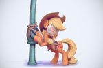  2016 applejack_(mlp) assasinmonkey blonde_hair cowboy_hat cutie_mark earth_pony equine eyes_closed eyewear female feral freckles friendship_is_magic fur glasses hair hammer hat hi_res horse mammal my_little_pony orange_fur pipe pony simple_background smile solo tools valve video_games white_background 