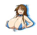  animated_gif bra breast_press breast_squeeze breasts brown_hair erect_nipples eyes_closed gigantic_breasts heart huge_breasts long_hair matsu-sensei necklace open_mouth source_request 