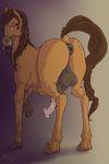  alternate_version_available animal_genitalia animal_penis anus balls brown_eyes brown_hair butt equine equine_penis erection feral fuf hair hooves horse looking_back male mammal penis presenting presenting_hindquarters raised_tail smile solo 