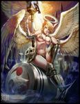  angel bikini_armor cleavage heels ken_(artist) signed underboob wings 