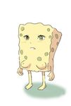  1girl borusen breasts female full_body gradient gradient_background nude pussy solo sponge spongebob_squarepants what white_background 