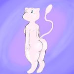  abstract_background big_butt blue_eyes breasts butt butt_pose curious female invalid_tag legendary_pok&eacute;mon looking_back mew nintendo nude pink_skin pok&eacute;mon side_boob solo standing thedartkid thick_thighs video_games voluptuous wide_hips 
