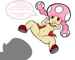  anus blush breasts female hair lil_scooter56 mario_bros navel nintendo nipples not_furry pink_hair presenting presenting_pussy puffy_nipples pussy simple_background smile solo_focus text toad_(mario) toadette video_games white_background 