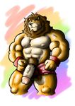  anthro balls bear clothed clothing feline fur humanoid_penis lion male mammal muscular nipples nude partially_clothed penis simple_background solo yasser yasserlionbear 