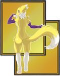  abstract_background alpha_channel anthro blue_eyes breasts butt digimon facial_markings female markings mochaconcoctions nude renamon side_boob solo 