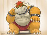  bowser clothed clothing collar dj-rodney hair horn koopa looking_at_viewer male mario_bros nintendo overweight overweight_male scaile scalie slightly_chubby solo spiked_armlet spiked_bracelet spiked_collar spikes video_games 