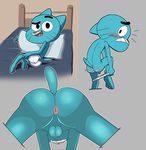  anthro anus bed bell cartoon_network cat clothing cub feline gumball_watterson jerseydevil male mammal penis the_amazing_world_of_gumball underwear young 