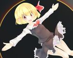 blonde_hair blush fang gplnbeat hair_ribbon highres open_mouth outstretched_arms red_eyes ribbon rumia solo touhou 