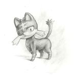  cat feline feral frown greyscale litten mammal mon311 monochrome nintendo one_eye_closed pok&eacute;mon solo video_games 