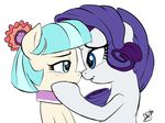  2016 blue_eyes blue_hair coco_pommel_(mlp) crying duo earth_pony equine eye_contact eyelashes female feral friendship_is_magic hair horn horse long_hair mammal multicolored_hair my_little_pony pia-sama pony purple_hair rarity_(mlp) short_hair simple_background tears two_tone_hair unicorn white_background 