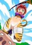  arms_up artist_request bottomless breasts breath_of_fire breath_of_fire_ii cat_ears cat_tail facial_mark from_below green_eyes navel no_panties no_pussy rinpoo_chuan tail 