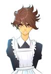  alternate_costume brown_eyes brown_hair cara_theobold downton_abbey earrings enmaided freckles highres jewelry looking_at_viewer maid overwatch seiyuu_connection short_hair simple_background solo superboin tracer_(overwatch) white_background 