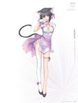  :d animal_ears ankle_ribbon arched_back asymmetrical_legwear bangs black_footwear black_hair blade_arcus_from_shining bow bow_panties breasts bun_cover cat_ears cat_girl cat_tail character_name china_dress chinese_clothes cleavage cleavage_cutout clenched_hand copyright_name double_bun dress elbow_gloves framed_breasts full_body gloves hand_up high_collar highres lavender_dress long_legs looking_at_viewer medium_breasts open_mouth page_number panties paw_pose purple_ribbon purple_sash ribbon sash scan shaomei_rin shining_(series) shining_ark shining_blade shining_hearts shining_resonance short_hair short_sleeves side-tie_panties single_bare_leg single_elbow_glove single_glove single_thighhigh skinny slim_legs smile solo tail tail_raised tanaka_takayuki thigh_ribbon thighhighs underwear white_background white_bow white_gloves white_legwear white_panties wrist_extended yellow_eyes 